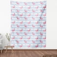 thumbnail image 4 of Ambesonne Exotic Fabric by the Yard Upholstery, Flamingo Striped Backdrop, 2 Yards, Pale Pink Soft Blue and White, 4 of 5