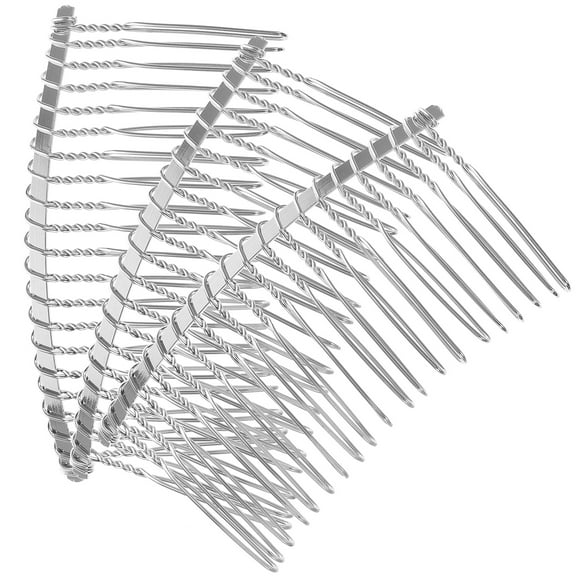 Melantax Pack of 20 Teeth 3" Fancy Metal Wire Wedding Veil Comb (Silver)
