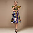 thumbnail image 4 of Bintarealwax African V Neck Patchwork Dresses for Women Ankara Dashiki Print Lady Dress Vestidos African Women Clothing Cotton WY228, 4 of 5