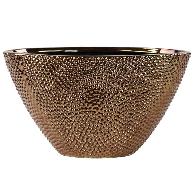 Urban Trend Collection 24460 Vase Elliptique en Grès Fuselé Perlé Chrome - Bronze