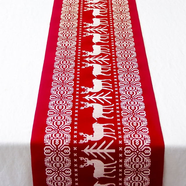 fashionhome Ustyle Christmas Themed Table Runner Printed Tablecloth Home Restaurant Dining Table Runner, Christmas Tree, Animal