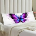 thumbnail image 2 of Butterfly Body Pillow Cover Watercolor Butterflies Long Pillow Case Protector with Zipper Decorative Soft Rectangle Bed Pillowcases for Bedroom,Couch,Sofa,Home Gifts 20"x54",White Blue Purple, 2 of 5