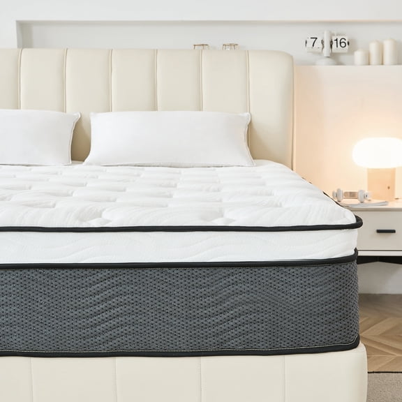 Queen Mattress 12 inch, Pillow Top, Medium Firm, Hybrid Pocket Spring Mattress in a Box