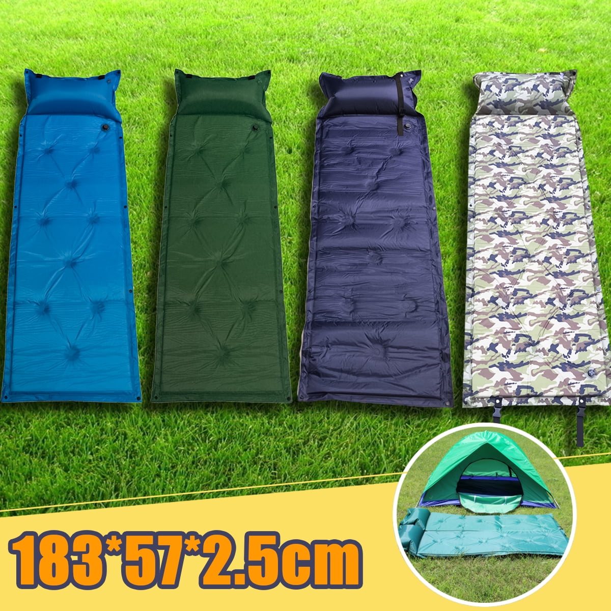 Self Inflatable Air Mattress Camping travel Outdoor Pillow Hiking Sleeping Bed