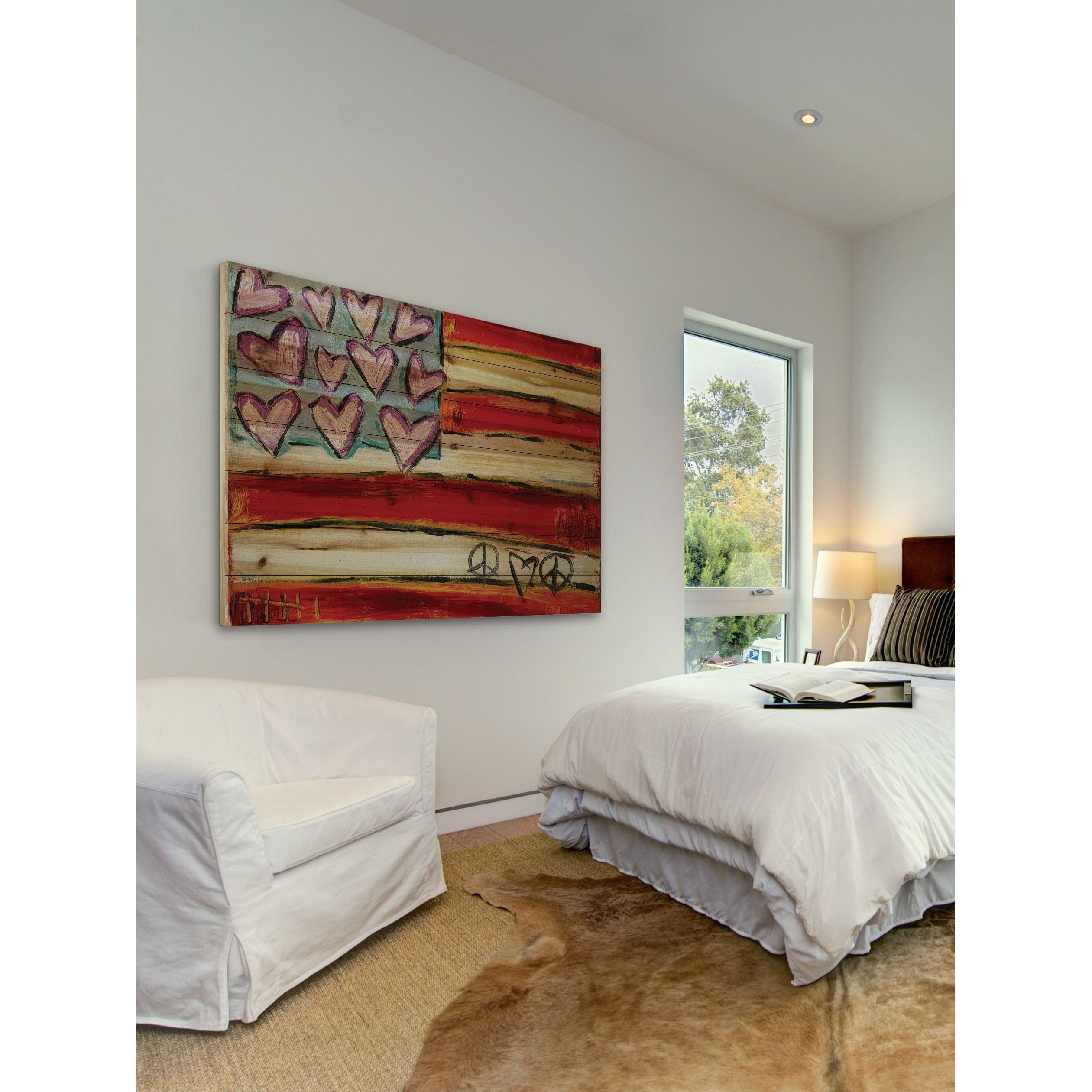 Marmont Hill "Heart Flag" by Tori Campisi Painting Print on Natural Pine Wood