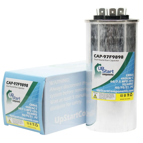 60/7.5 MFD 440 Volt Dual Round Run Capacitor Replacement for ICP HAC248AKA5 - CAP-97F9898, UpStart Components Brand