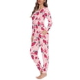 thumbnail image 2 of Renewold Womens Long Sleeve Shirt and Lounge Skinny Pajama Jogger Pants Strawberry Cherry Print Sleepwear Set Multi-Season Indoor outdoor Jogger Outfits Size 3XL, 2 of 5