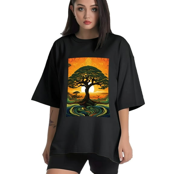 Plus Size Shirt for Women Black Tops for Women Short Sleeves Shirt for Women Tree 10 T Shirt Crewneck Shirt for Women XS