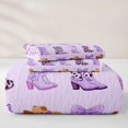 thumbnail image 5 of jejeloiu Purple Bow Pattern Twin Quilt Set Kids,Cute Western Cowgirls Boots Twin Coverlet Set For Girls,2 Pieces, 5 of 7