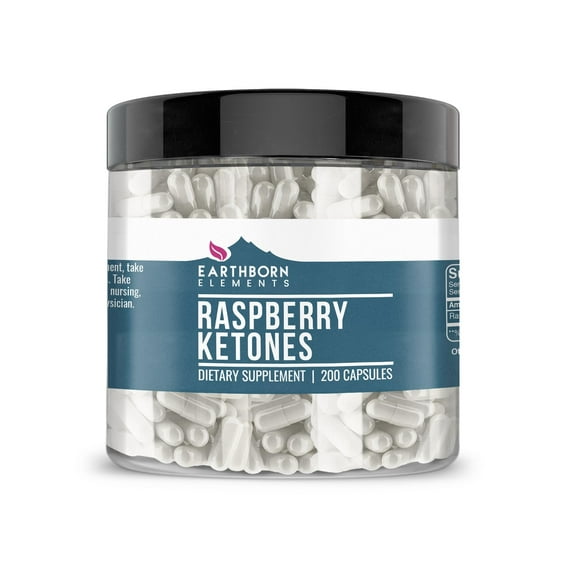 Earthborn Elements Raspberry Ketones 200 Capsules, Pure & Undiluted, No Additives