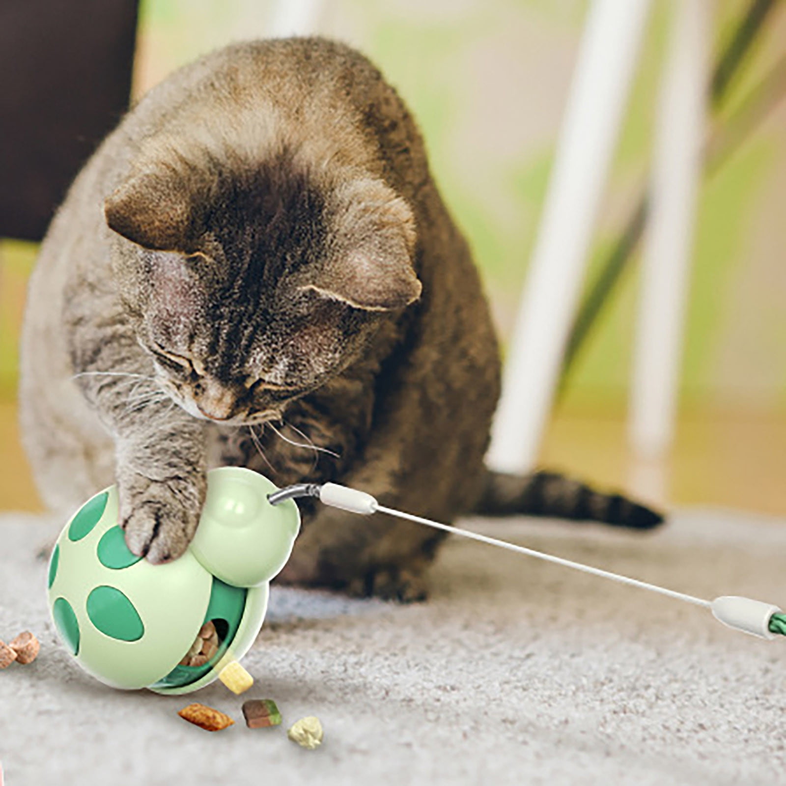 Interactive Cat Toy Rolling Ball with Food Dispenser - Tumbler Design, Bounce Teaser Wand, Cat Toy Balls, Funny Exercise, Safe Play Pet Toy Indoor for Bored Kittens Adults Cats(2PC)