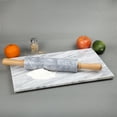thumbnail image 2 of Creative Home 18" Premium Natural Marble Rolling Pin with Wood Handles & Cradle, 2 of 8