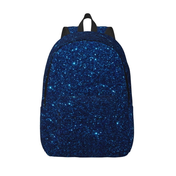 Defioc Sparkling Blue Glitter for Canvas Backpack,Travel Rucksack Unisex Knapsack Laptop Backpack for Work & College -Small