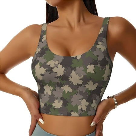 Matuu Camouflage maple for Women s Sports Bra - Soft  Comfortable and Breathable Sports Vest for Yoga  Fitness  and Dance-Large