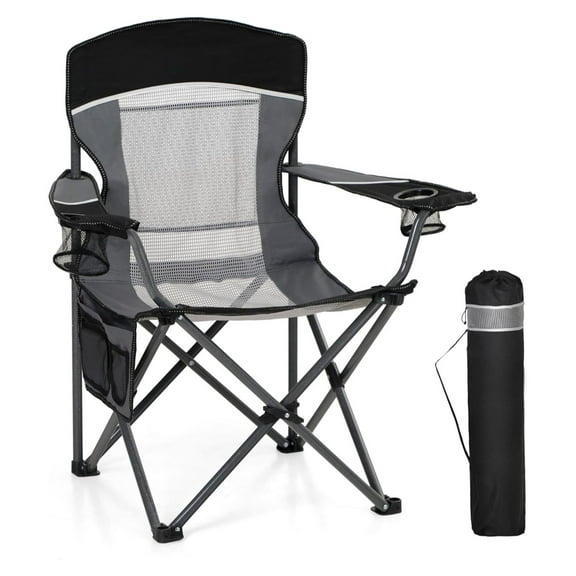 Oversized Portable Mesh Camping Folding Chair Select Size Black Twin Pack