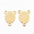 thumbnail image 2 of 100 pc Ion Plating(IP) 304 Stainless Steel Chandelier Component Links 3 Loop Connectors Rosary Center Pieces Oval with Virgin Mary Golden 14.5x10x0.8mm Hole: 1.2mm, 2 of 3