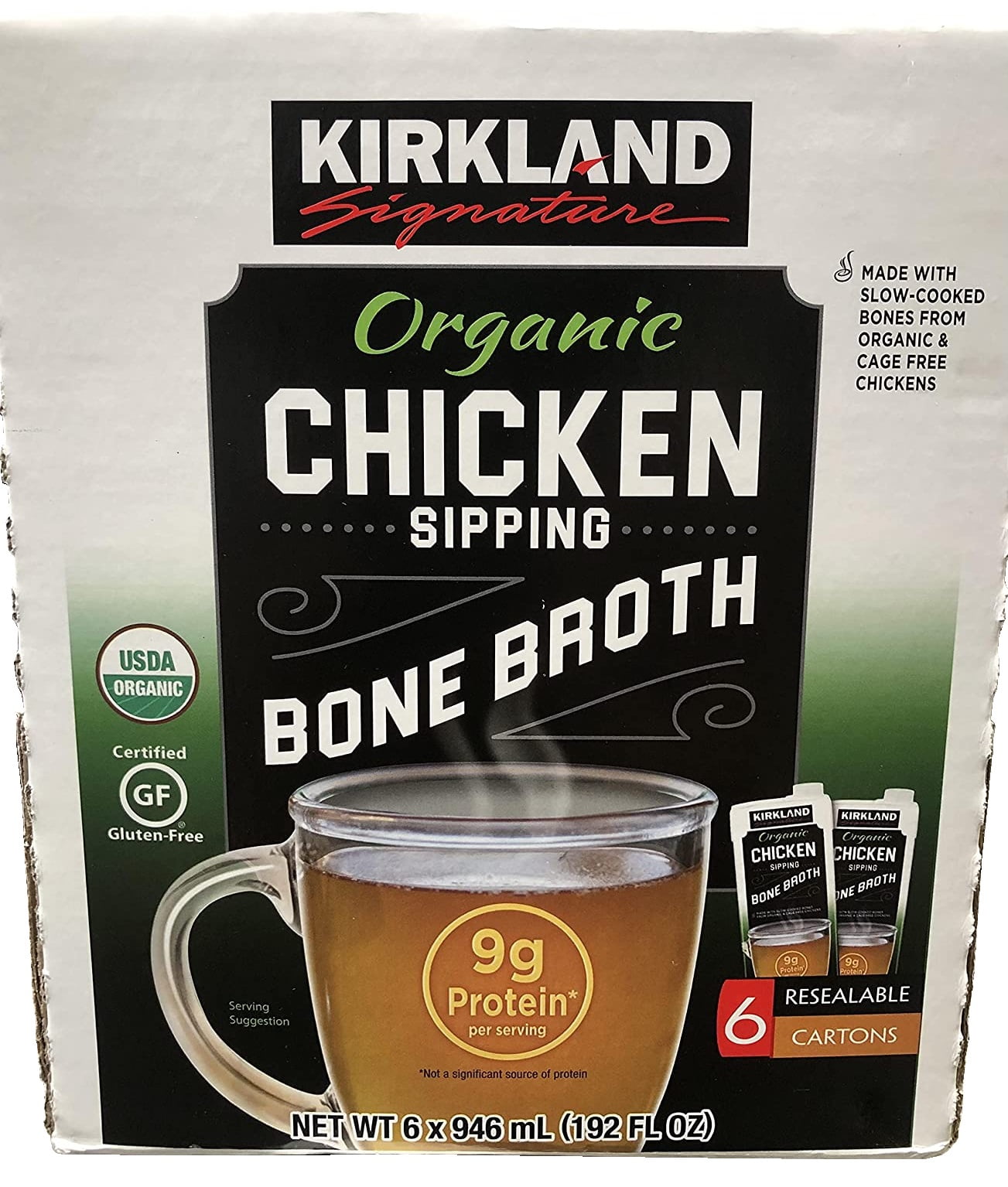 Kirkland Signature Organic Chicken Bone Broth 32 oz, 6-count main image 0