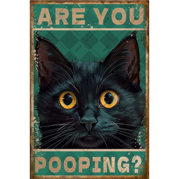 Noete Black Cat Bathroom Metal Signs Funny "Are You Pooping?" Tin Sign for Bathroom, Restroom, Home & Wall Decor 12x16 Inch