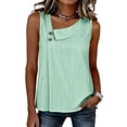 thumbnail image 3 of RQYYD Womens Sleeveless Asymmetric Neck Tops Casual Striped Blouses Button Front Tank Tee Shirts Daily Clothes, 3 of 6