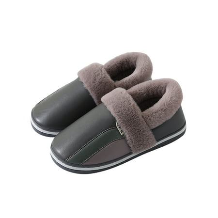 

Fangasis Unisex Couple Anti-Skid Winter Warm Shoes Cozy Casual Indoor Slip On Slipper Pi Sanpinquan (gray) 9.5-10.5