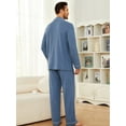 thumbnail image 3 of U2SKIIN Mens Pajama Sets, Ultra Soft Button Down Loungewear Long Sleeve Pjs Sets,(Dark Navy Mel.L), 3 of 5