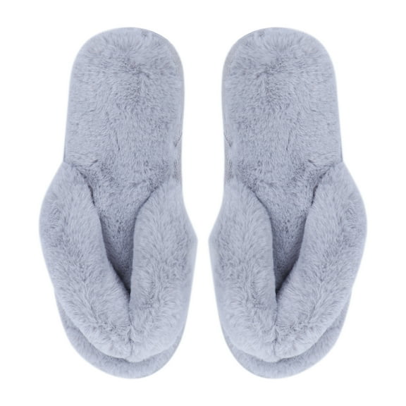 hongheyi 1 Pair of Home Cotton Slippers Anti-Slip Plush Flip-Flops Women Winter Slippers Padded Slippers Grey Size 40/41 26CM, 9US, 6.5UK, 40.5EU, 10.218Inch