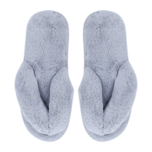 1 par de pantuflas de algodón para el hogar, antideslizantes, de felpa, para invierno, acolchadas, grises, talla 40/41, 26 cm, 9 EE. UU., 6,5 Reino Unido, 40,5 UE, 10,218 pulgadas
