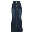 thumbnail image 4 of Npasoilc Denim Skirts for Women Trendy High Waist Single Breasted Hip Wrapped Bodycon Flared Hem Skirt Solid Color Casual Jean Skirt with Pockets, 4 of 5
