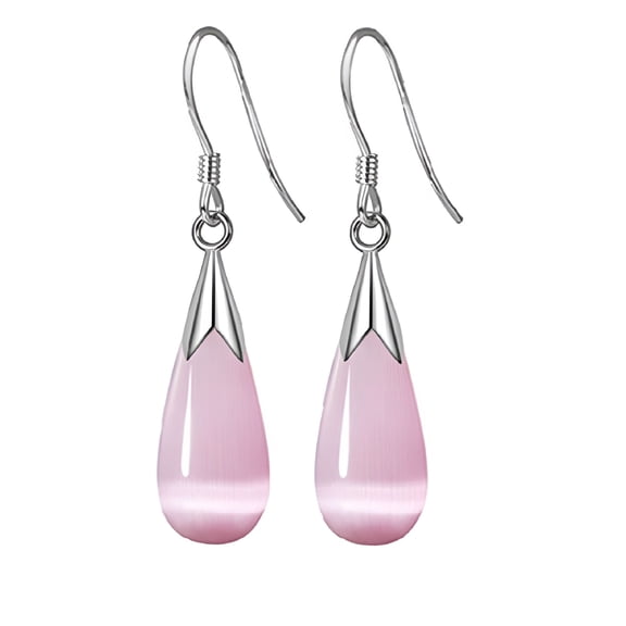 DESIGNICE Opal Drop Earrings for Women, 925 Sterling Silver Jewelry, Pink