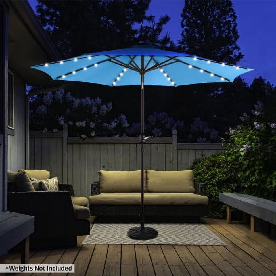 Villacera 9FT Outdoor Patio Umbrella with Solar Lights and Tilt, Blue