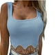 thumbnail image 1 of Chaleco de punto con flecos y tachuelas de retales sexy ajustado para mujer, camiseta de manga corta con hombros descubiertos de una línea OAVQHLG3B Store  lin121212, 1 of 5