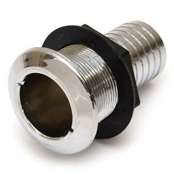 Boat Thru Hull Fitting | 1 1/2 Inch Silver Mirror Plastic