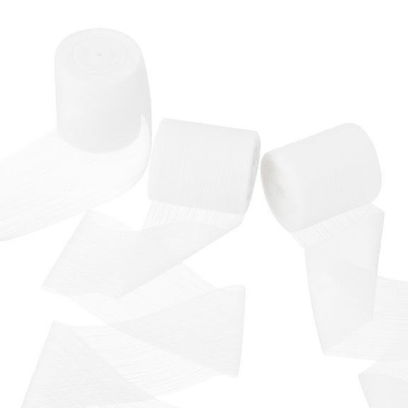 Uxcell Chiffon Crinkle Ribbons Handmade Fabric Silk Ribbon for Crafts Wrapping White