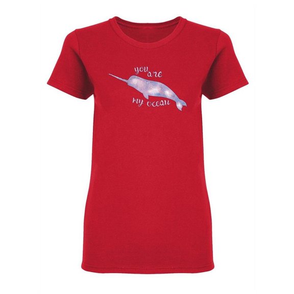 Watercolor Narwhal Design Shaped T-Shirt Women -Image by Shutterstock, Female Large