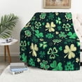 thumbnail image 5 of St. Patrick''s Day Throw Blanket, Ireland Clovers Blanket, Super Soft Warm Shamrock Throw Blanket for Couch Sofa Chair Office Bedding Fuzzy Blanket Gifts 40"x50", 5 of 6