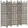 thumbnail image 1 of vidaXL Hand carved 5-Panel Room Divider Grey 200x165 cm Solid Mango Wood, 1 of 5
