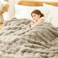 thumbnail image 6 of Faux Rabbit Fur Blanket: 50" x 60" Luxury Soft Fluffy Thick Fur Throw Blanket for Couch Bed Sofa - Cozy Plush Bubble Blankets for Winter: Warm Flannel Fleece Decorative Blanket(Castle Grey), 6 of 9