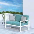 thumbnail image 2 of CozyHom 2-Seat Outdoor Aluminum Chairs All-Weather Patio Sofa Sets Metal Couch Chair With Removable, Water-Resistant Cushions, White, 2 of 9