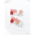 thumbnail image 2 of Uñas postizas largas almendradas color melocotón y blanco con punta francesa, pedrería y diseño floral en 3D., 2 of 5