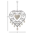 thumbnail image 3 of DecMode 22" Silver Metal Heart Windchime with Bells and Chain Ring Hanger, 3 of 6