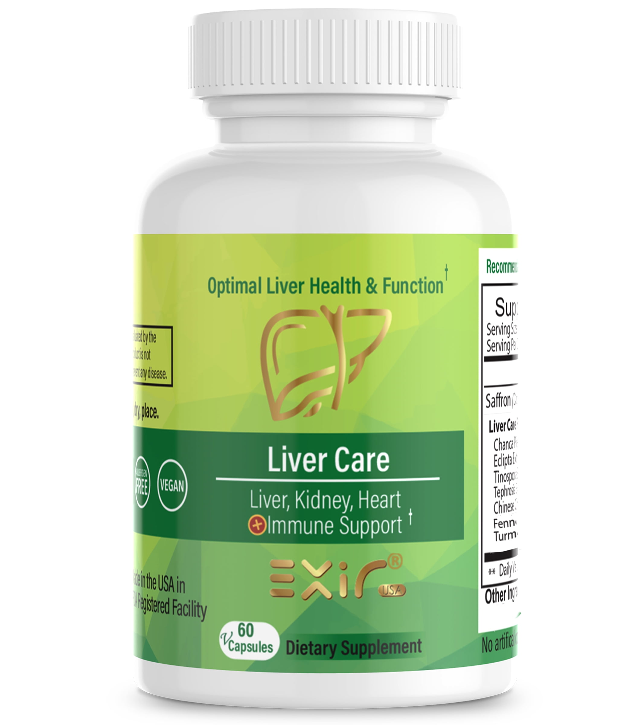 EXIR Liver Care Supplement Supports Healthy Liver Function Boost Immune System, 60 Capsules