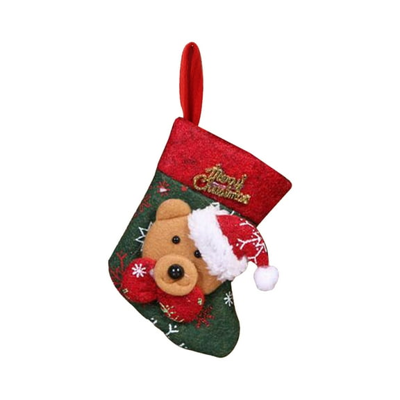 Matoen Christmas Stockings, 4.72 inch Small Santa Reindeer Plush Xmas Hanging Stocking Decorations for Holiday Christmas Party Family Decor