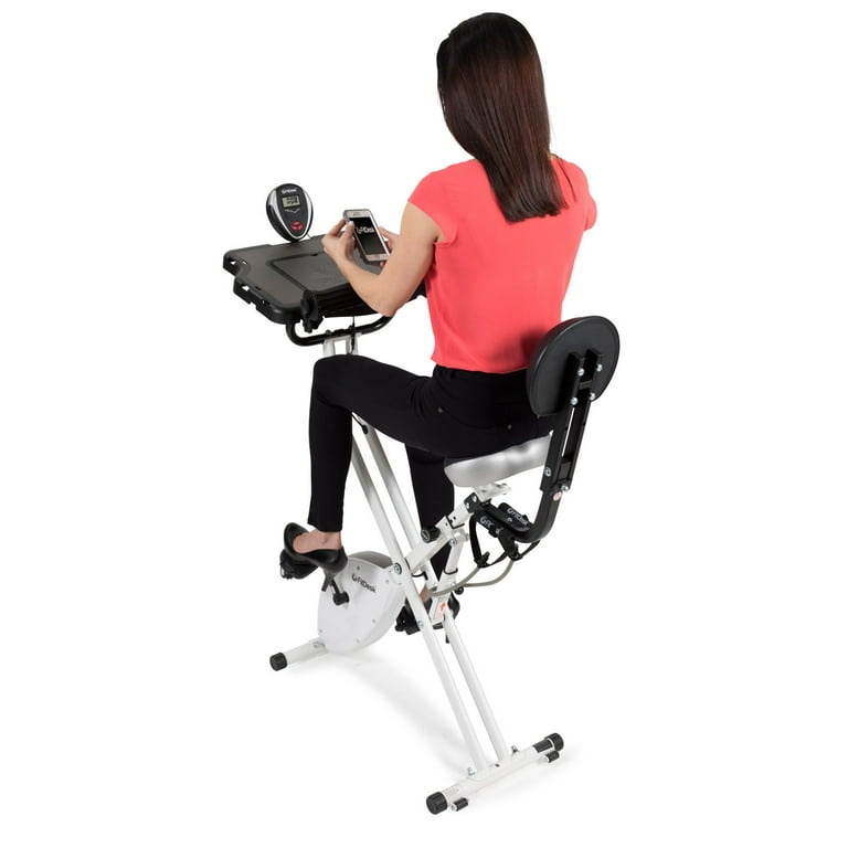 FitDesk 3.0 Desk Exercise Bike with Massage Bar White