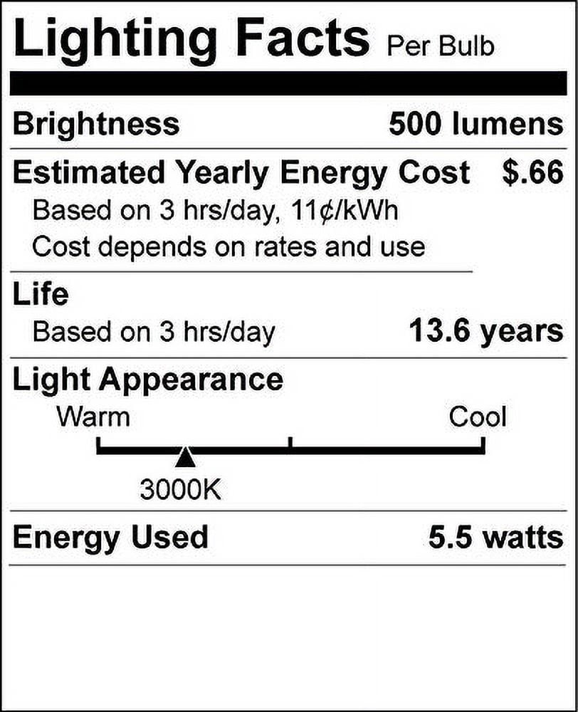 Xtricity G16.5 LED Clear Globe Filament Light Bulb, 5.5W (50W Eqv), E12 Candelabra, 3000K (6 Pack)