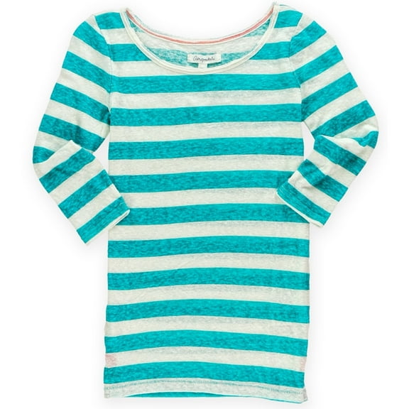 Aeropostale Womens Sheer Striped Basic T-Shirt, Green, Juniors, X-Small