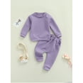 thumbnail image 3 of Newborn Baby Boy Girl Clothes 6M 12M 18M 24M Gender Neutral Sweatsuit Unisex Solid Outfit Long Sleeve Warm Pullover Pant Set, 3 of 10