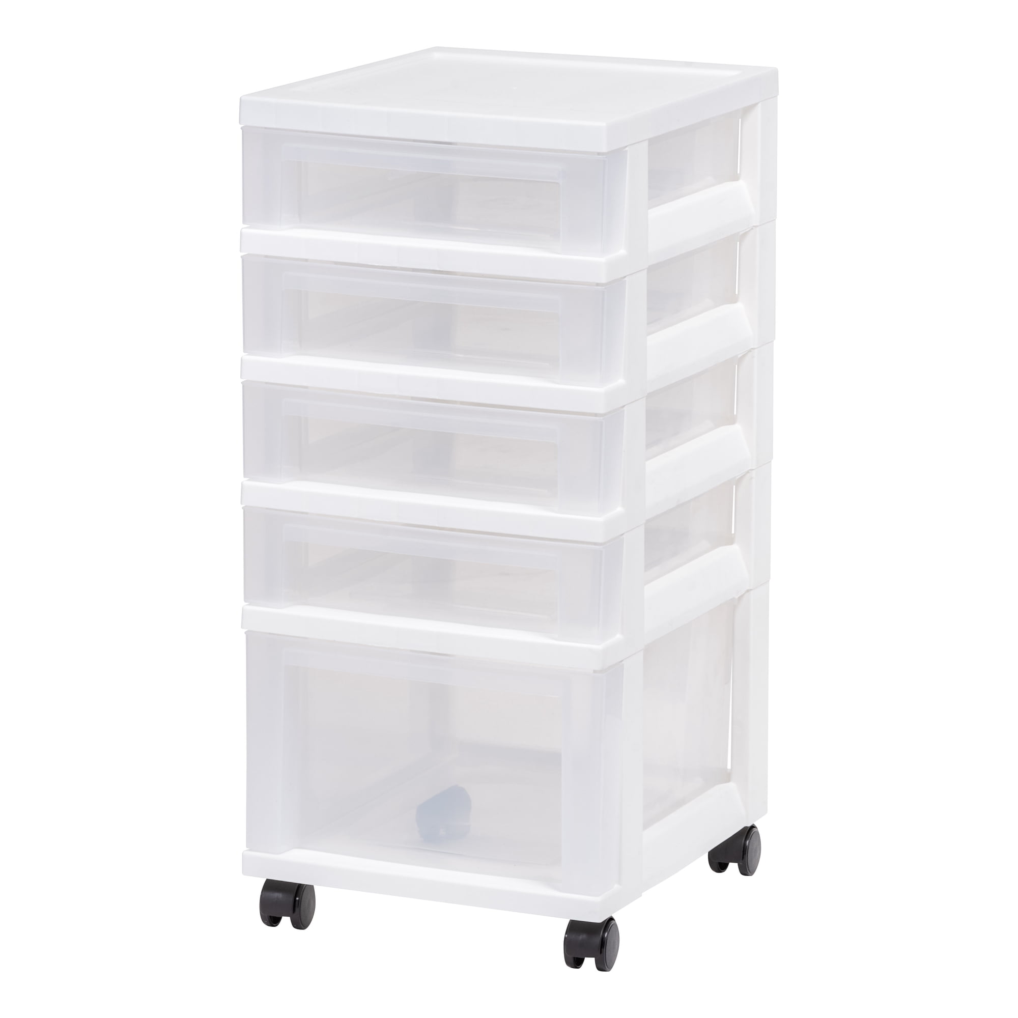 IRIS 5 Drawer Rolling Storage Cart with Organizer Top, White