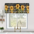 thumbnail image 3 of Goory 2 Pack Sunflower Printed Short Window Curtain Rod Pocket Window Drapes Cafe Tier Kitchen Scarf Bathroom Valance Style -3 W:52"xL:45", 3 of 5