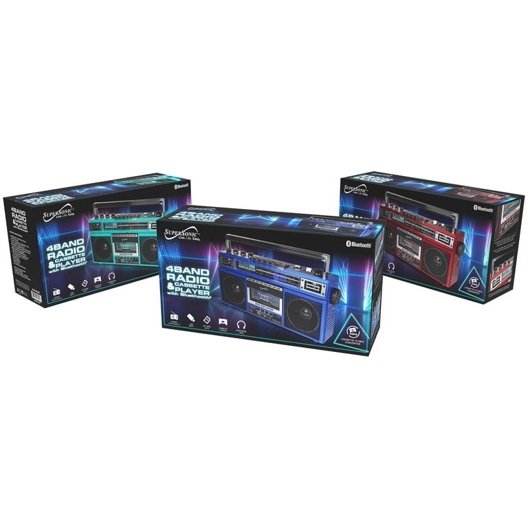 Supersonic, Retro Boombox, Bluetooth, Cassette, AM FM Shortwave