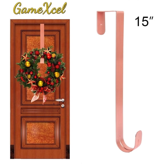 Gamexcel 15" Copper Wreath Hanger, Metal Door Hook for Seasonal Decorations